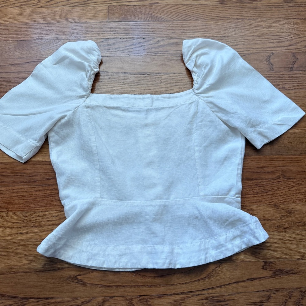 Wilfred Aritzia white linen blend Janine button blouse Small - Picture 4 of 11